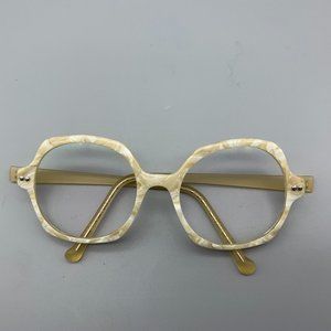 iGreen Acetate Round White & Cream Marble Eyeglasses 50-18-135